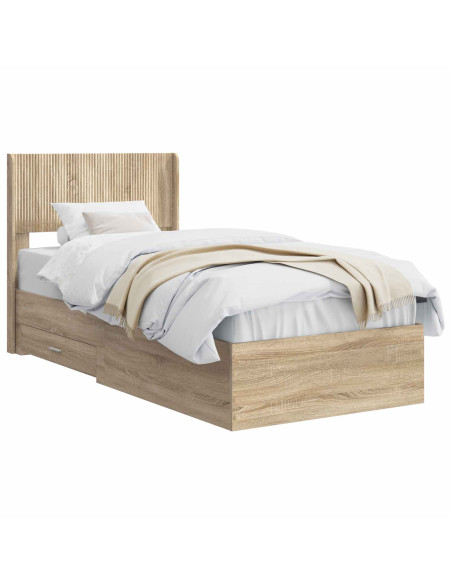 Struttura del letto con stoccaggio e testata Rovere Sonoma