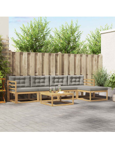 Set di divani da esterno 6 pcs Bianco e Grigio Chiaro
