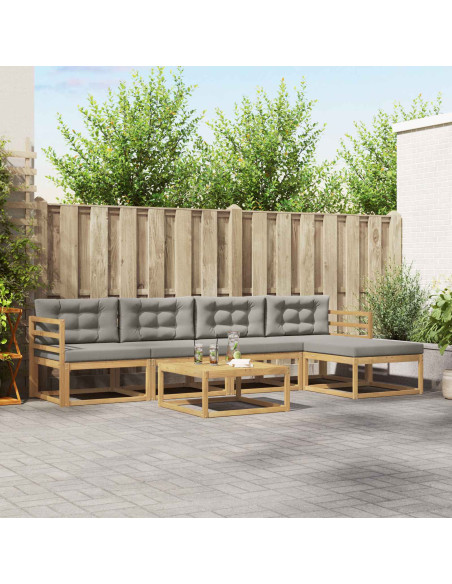 Set di divani da esterno 6 pcs Bianco e Grigio Chiaro
