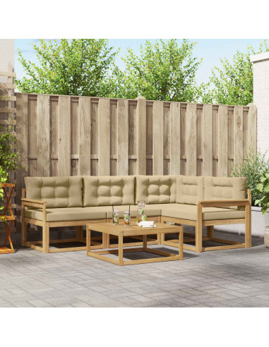 Set di divani da esterno 5 pcs Bianco e Beige 79 x 79 x 37 cm