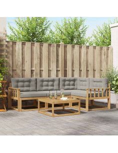 Set di divani da esterno 5 pcs Bianco e Grigio Chiaro