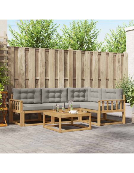 Set di divani da esterno 5 pcs Bianco e Grigio Chiaro