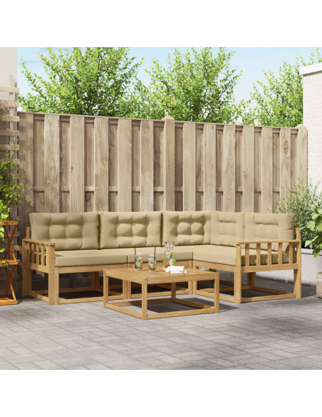 Set di divani da esterno 5 pcs Bianco e Beige 79 x 79 x 37 cm
