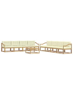 Set di divani da esterno 9 pcs Bianco e Crema 79 x 79 x 37 cm 2