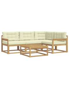 Set di divani da esterno 5 pcs Bianco e Crema 79 x 79 x 37 cm 2