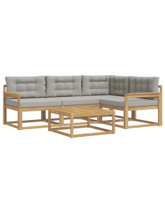 Set di divani da esterno 5 pcs Bianco e Grigio Chiaro 2