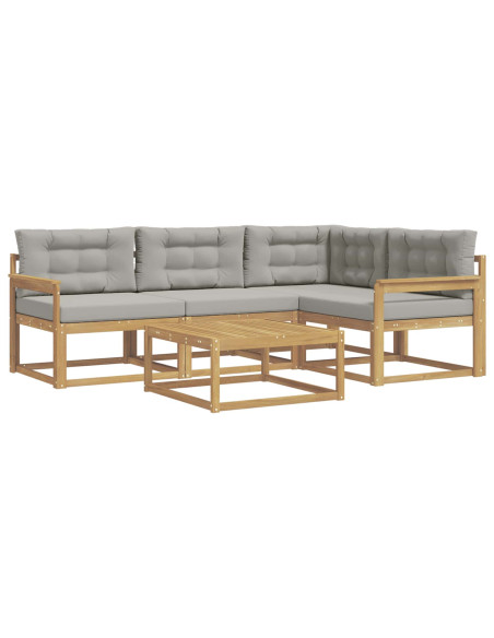 Set di divani da esterno 5 pcs Bianco e Grigio Chiaro