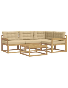 Set di divani da esterno 5 pcs Bianco e Beige 79 x 79 x 37 cm 2