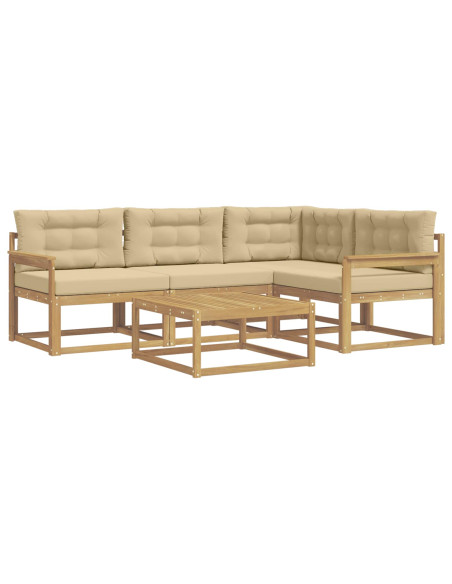 Set di divani da esterno 5 pcs Bianco e Beige 79 x 79 x 37 cm