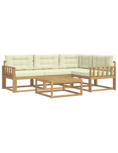 Set di divani da esterno 5 pcs Bianco e Crema 79 x 79 x 37 cm 2