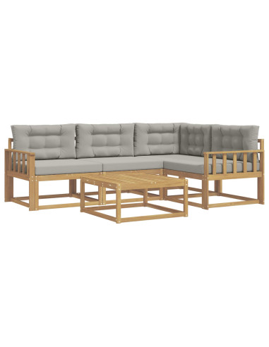 Set di divani da esterno 5 pcs Bianco e Grigio Chiaro
