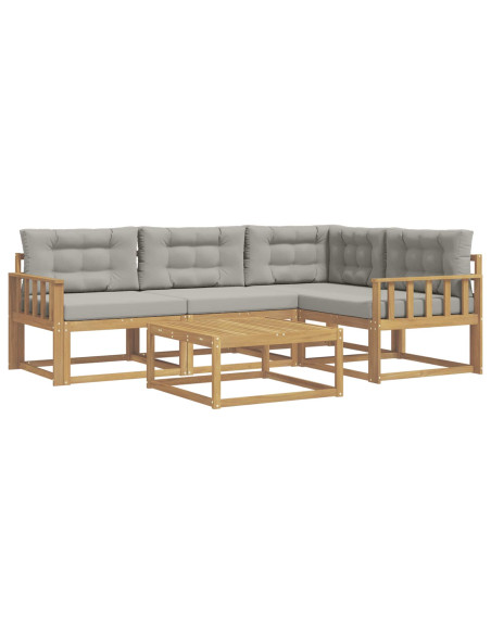 Set di divani da esterno 5 pcs Bianco e Grigio Chiaro