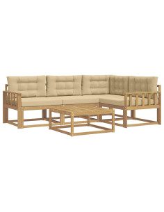 Set di divani da esterno 5 pcs Bianco e Beige 79 x 79 x 37 cm 2