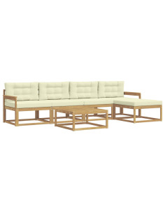Set di divani da esterno 6 pcs Bianco e Crema 79 x 79 x 37 cm 2