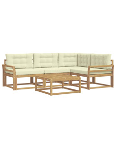 Set di divani da esterno 5 pcs Bianco e Crema 79 x 79 x 37 cm 2