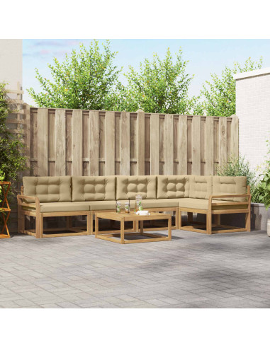 Set di divani da esterno 6 pcs Bianco e Beige 79 x 79 x 37 cm