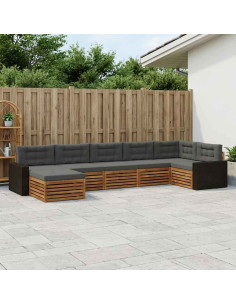 Set di divani da esterno con cuscino 7 pcs Naturale e Antracite