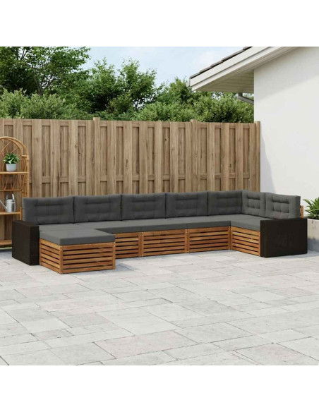 Set di divani da esterno con cuscino 7 pcs Naturale e Antracite