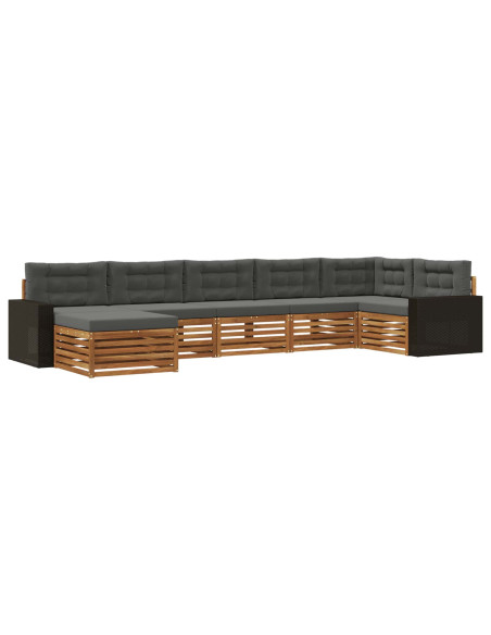 Set di divani da esterno con cuscino 7 pcs Naturale e Antracite