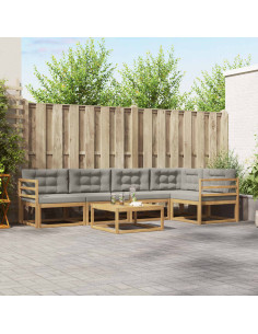 Set di divani da esterno 6 pcs Bianco e Grigio Chiaro