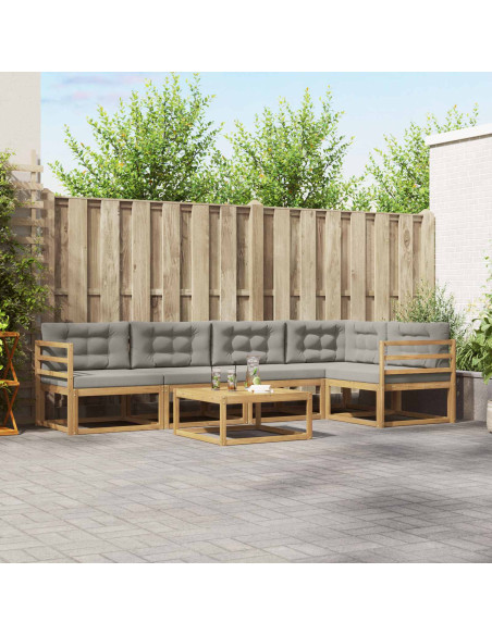 Set di divani da esterno 6 pcs Bianco e Grigio Chiaro