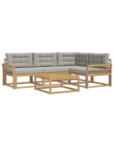 Set di divani da esterno 5 pcs Bianco e Grigio Chiaro