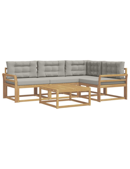 Set di divani da esterno 5 pcs Bianco e Grigio Chiaro