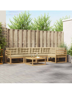 Set di divani da esterno 6 pcs Bianco e Beige 79 x 79 x 37 cm