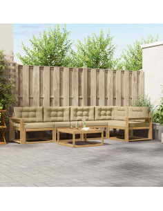 Set di divani da esterno 6 pcs Bianco e Beige 79 x 79 x 37 cm