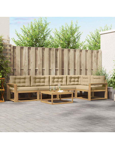 Set di divani da esterno 6 pcs Bianco e Beige 79 x 79 x 37 cm