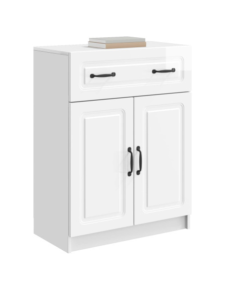 Credenza Bianco Lucido 66 x 34,5 x 87 cm Legno ingegnerizzato