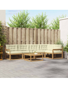 Set di divani da esterno 6 pcs Bianco e Crema 79 x 79 x 37 cm