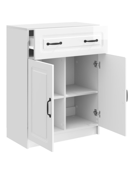 Credenza Bianco Lucido 66 x 34,5 x 87 cm Legno ingegnerizzato