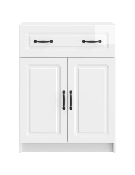 Credenza Bianco Lucido 66 x 34,5 x 87 cm Legno ingegnerizzato