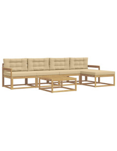 Set di divani da esterno 6 pcs Bianco e Beige 79 x 79 x 37 cm 2