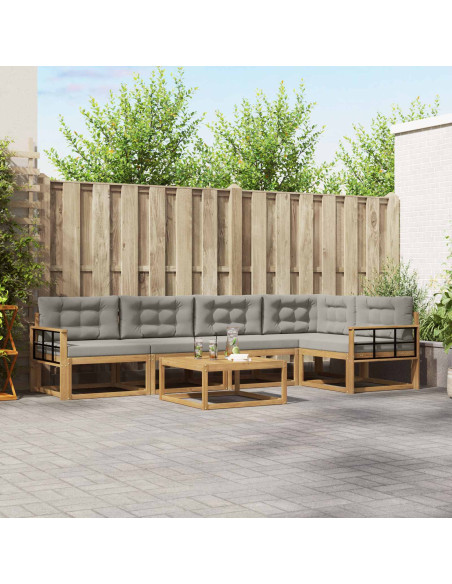 Set di divani da esterno 6 pcs Bianco e Grigio Chiaro