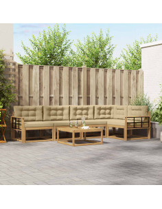 Set di divani da esterno 6 pcs Bianco e Beige 79 x 79 x 37 cm