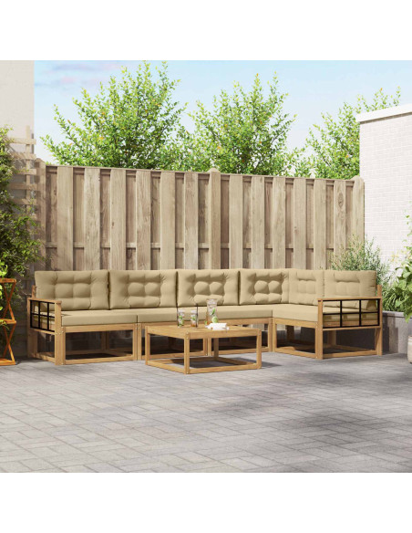 Set di divani da esterno 6 pcs Bianco e Beige 79 x 79 x 37 cm