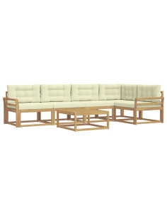 Set di divani da esterno 6 pcs Bianco e Crema 79 x 79 x 37 cm 2