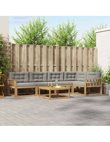 Set di divani da esterno 6 pcs Bianco e Grigio Chiaro