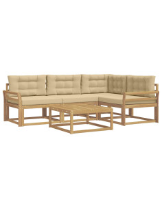 Set di divani da esterno 5 pcs Bianco e Beige 79 x 79 x 37 cm 2