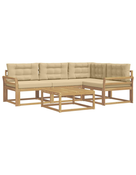 Set di divani da esterno 5 pcs Bianco e Beige 79 x 79 x 37 cm
