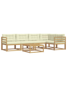 Set di divani da esterno 6 pcs Bianco e Crema 79 x 79 x 37 cm 2