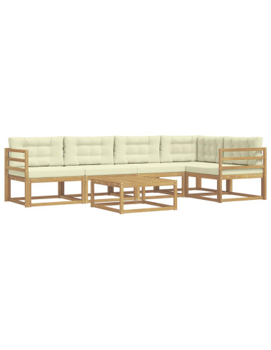 Set di divani da esterno 6 pcs Bianco e Crema 79 x 79 x 37 cm