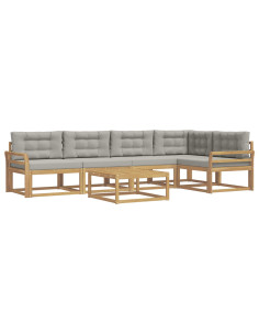 Set di divani da esterno 6 pcs Bianco e Grigio Chiaro 2