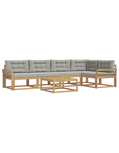 Set di divani da esterno 6 pcs Bianco e Grigio Chiaro