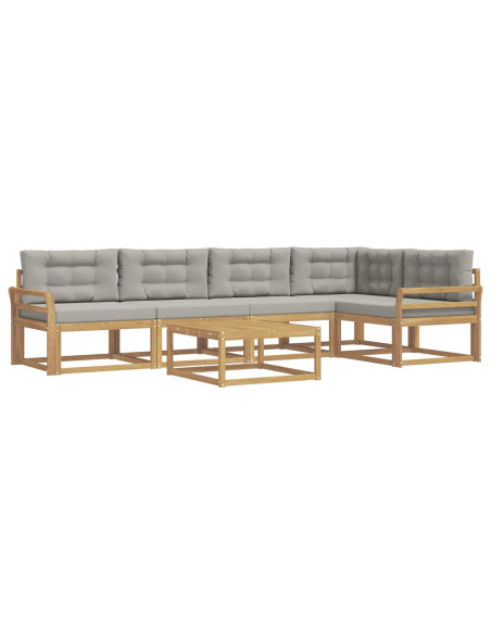 Set di divani da esterno 6 pcs Bianco e Grigio Chiaro