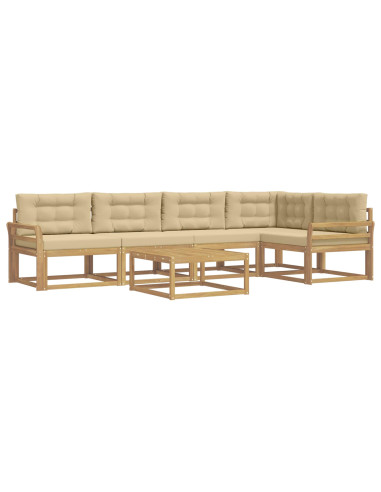 Set di divani da esterno 6 pcs Bianco e Beige 79 x 79 x 37 cm