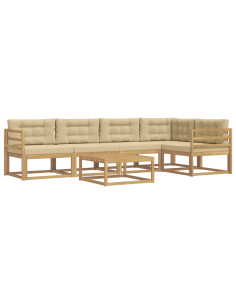 Set di divani da esterno 6 pcs Bianco e Beige 79 x 79 x 37 cm 2