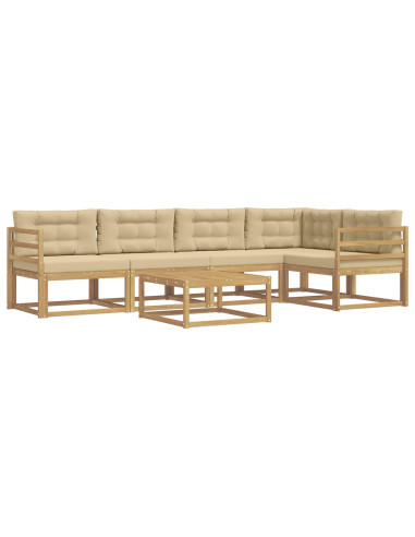 Set di divani da esterno 6 pcs Bianco e Beige 79 x 79 x 37 cm